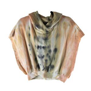 Young Fabulous & Broke Carla Hooded Sweatshirt Sleeveless Tie Dye Pink Yellow XS